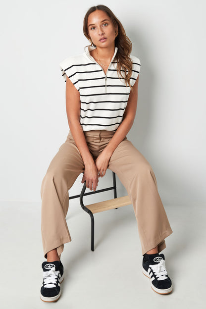 Striped Spencer Zipped Top