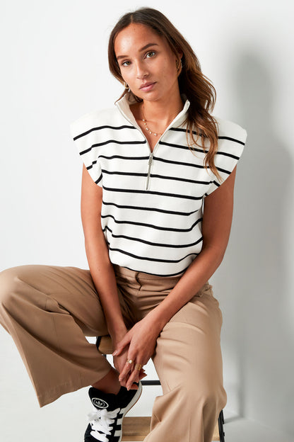 Striped Spencer Zipped Top