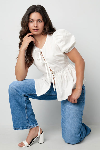 Short Peplum Bow Top