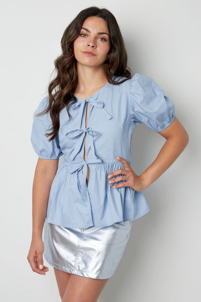 Short Peplum Bow Top