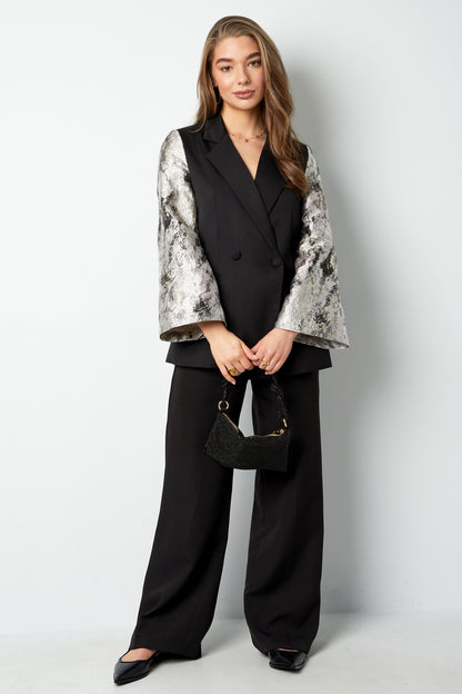 Blazer With Jacquard Sleeves