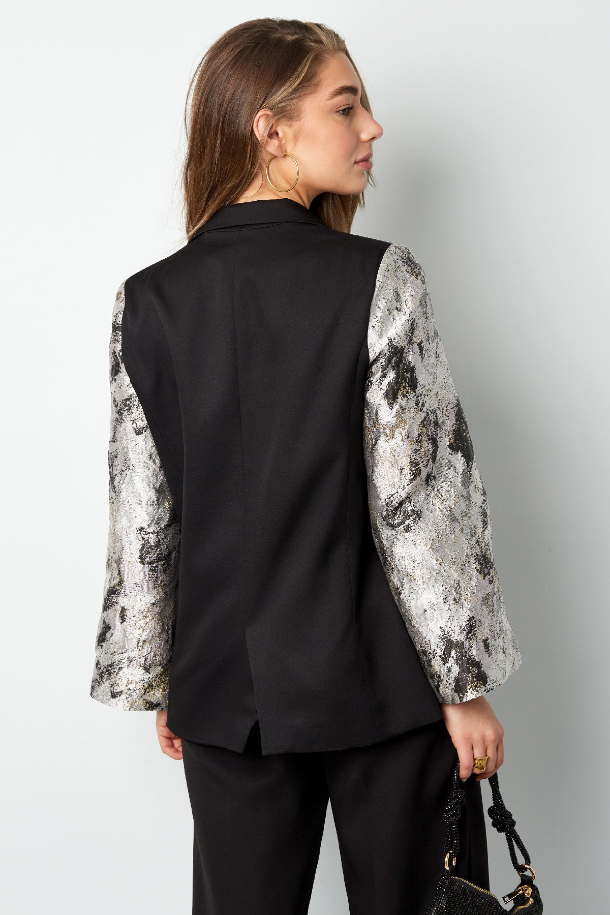 Blazer With Jacquard Sleeves