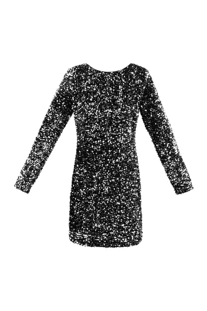 Open Back Glitter Mini Dress